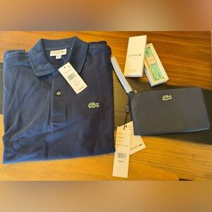 Lacoste Navy Blue Polo Shirt with Lacoste Navy Blue Clutch NWT